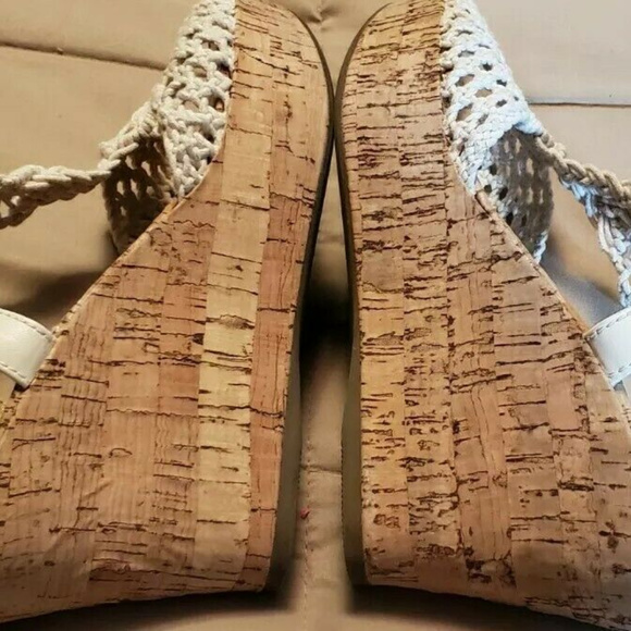 Rampage White / Ivory Crocheted Wedge Cork Platfor - Picture 5 of 5